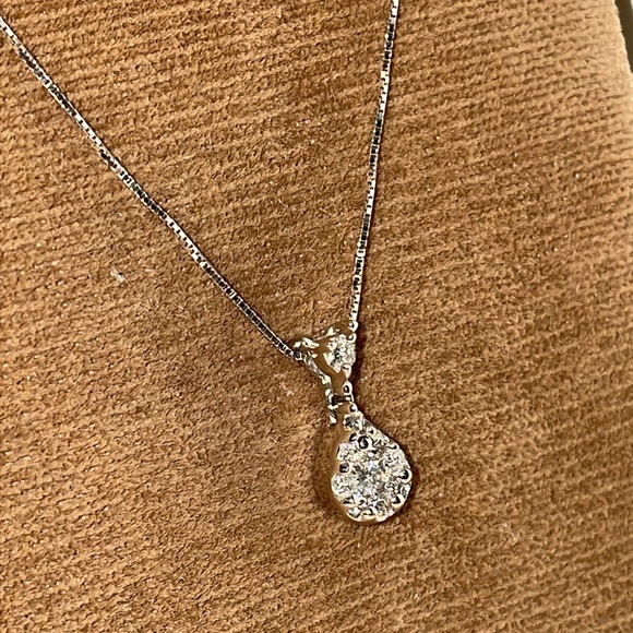 Solid Stamped 14K White Gold Designer Endless Diamond Pendant Necklace - Picture 16 of 16